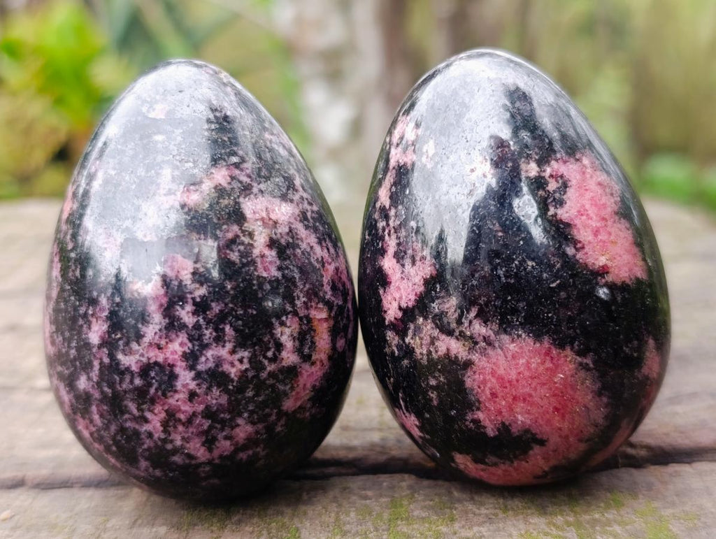 Polished Rhodonite Gemstone Eggs x 6 From Ambindavato, Madagascar - Toprock Gemstones and Minerals 