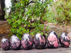 Polished Rhodonite Gemstone Eggs x 6 From Ambindavato, Madagascar - Toprock Gemstones and Minerals 
