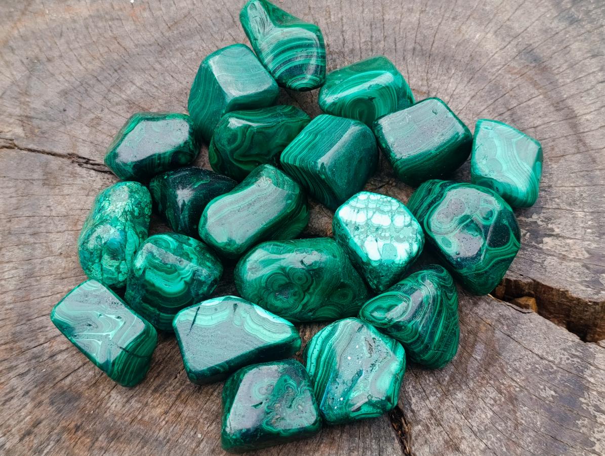 Polished Flower Banded Malachite Free Forms x 20 From Congo - Toprock Gemstones and Minerals 