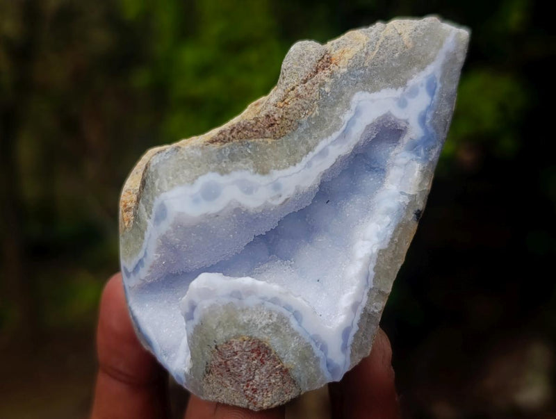 Polished One Side Blue Lace Agate Geodes x 16 From Nsanje, Malawi - Toprock Gemstones and Minerals 