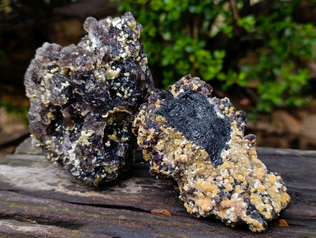 Natural Smokey Fluorite Specimens with Associated Minerals x 2 From Erongo, Namibia - Toprock Gemstones and Minerals 