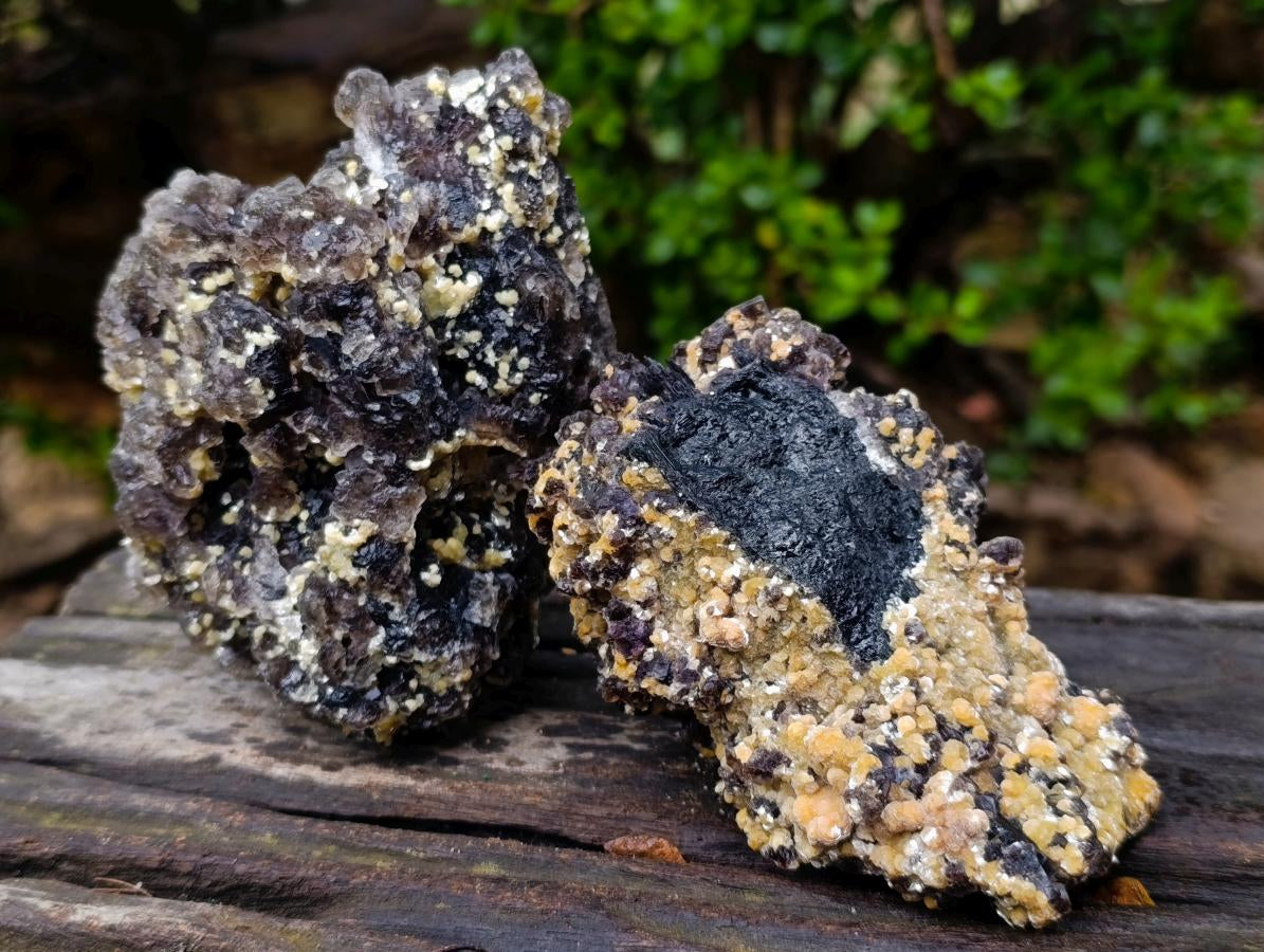 Natural Smokey Fluorite Specimens with Associated Minerals x 2 From Erongo, Namibia - Toprock Gemstones and Minerals 