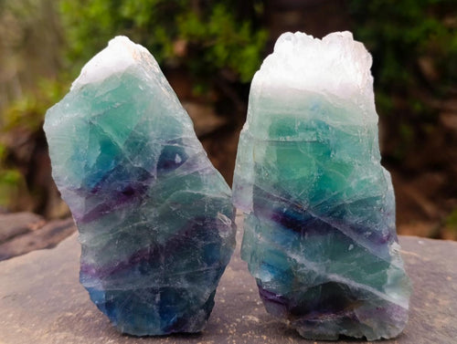 Polished One Side Watermelon Fluorite Slice x 6 From Uis, Namibia - Toprock Gemstones and Minerals 