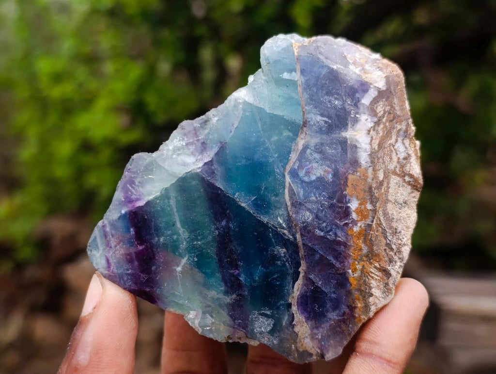 Polished One Side Watermelon Fluorite Slice x 6 From Uis, Namibia - Toprock Gemstones and Minerals 