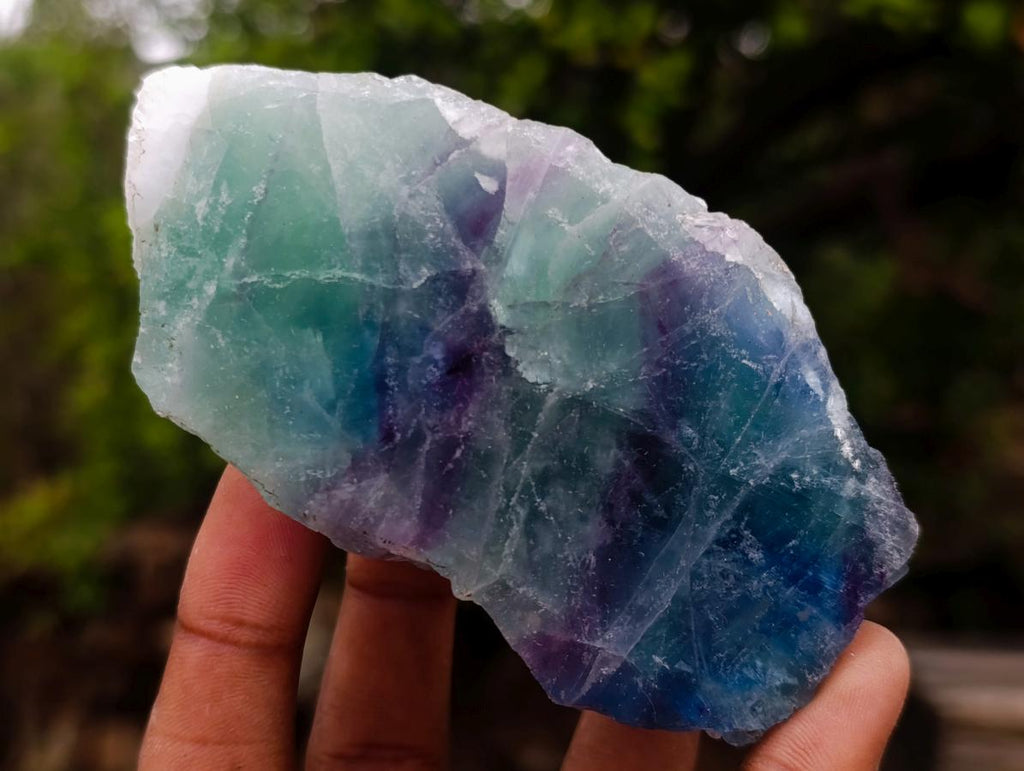 Polished One Side Watermelon Fluorite Slice x 6 From Uis, Namibia - Toprock Gemstones and Minerals 