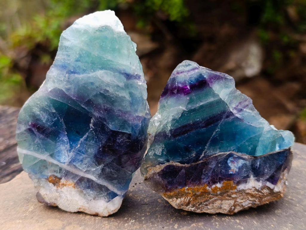 Polished One Side Watermelon Fluorite Slice x 6 From Uis, Namibia - Toprock Gemstones and Minerals 