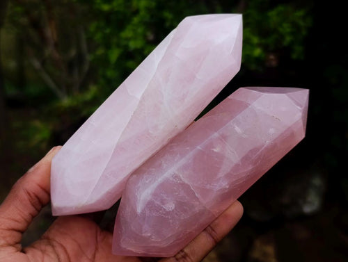 Polished Double Terminated Gemmy Rose Quartz Crystals x 4 From Madagascar