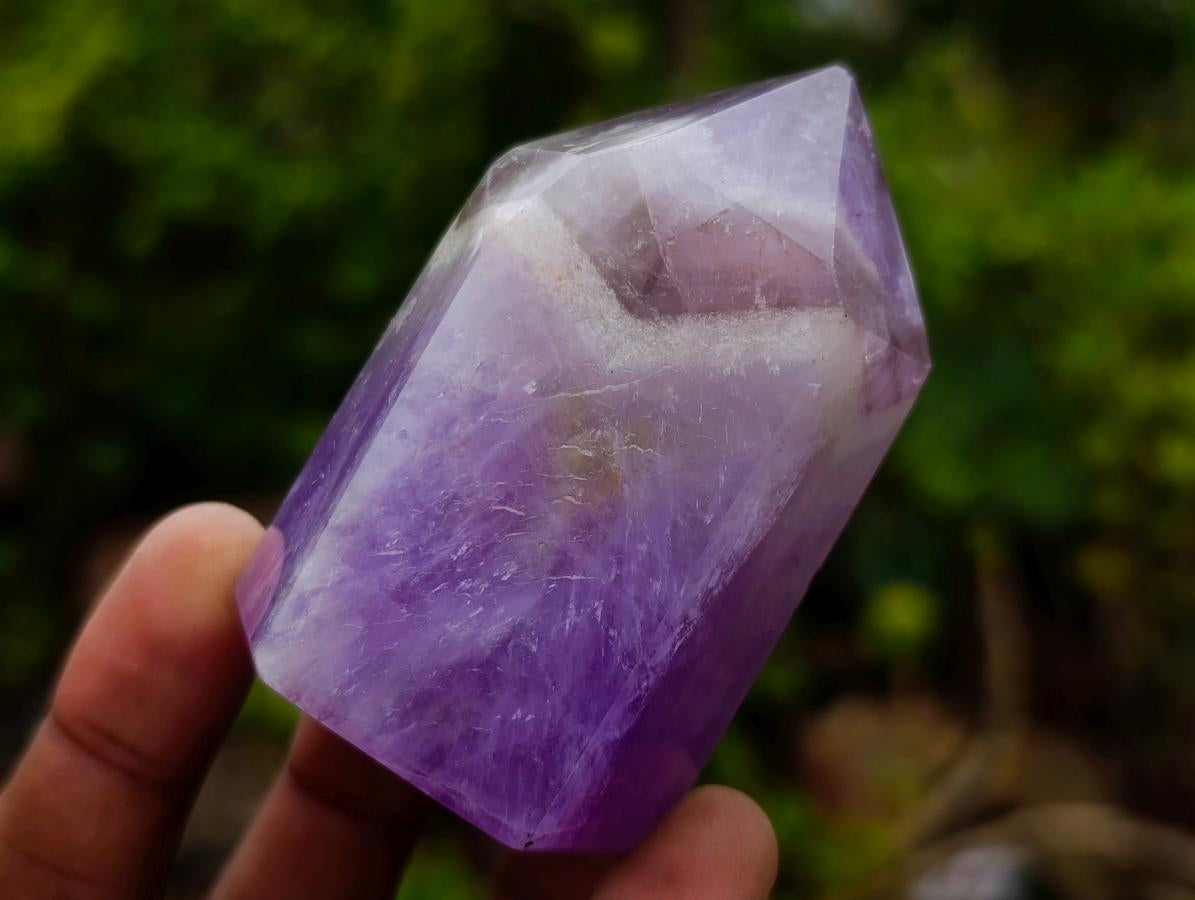 Polished Chevron Amethyst Crystals x 12 From Madagascar