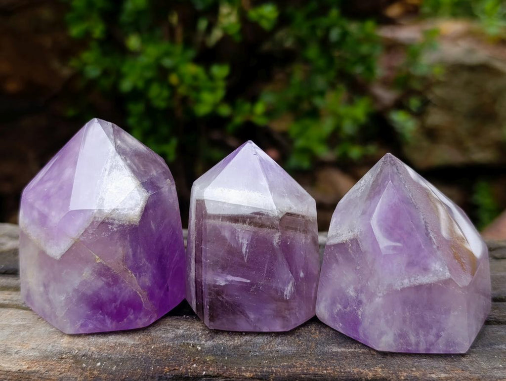 Polished Chevron Amethyst Crystals x 12 From Madagascar