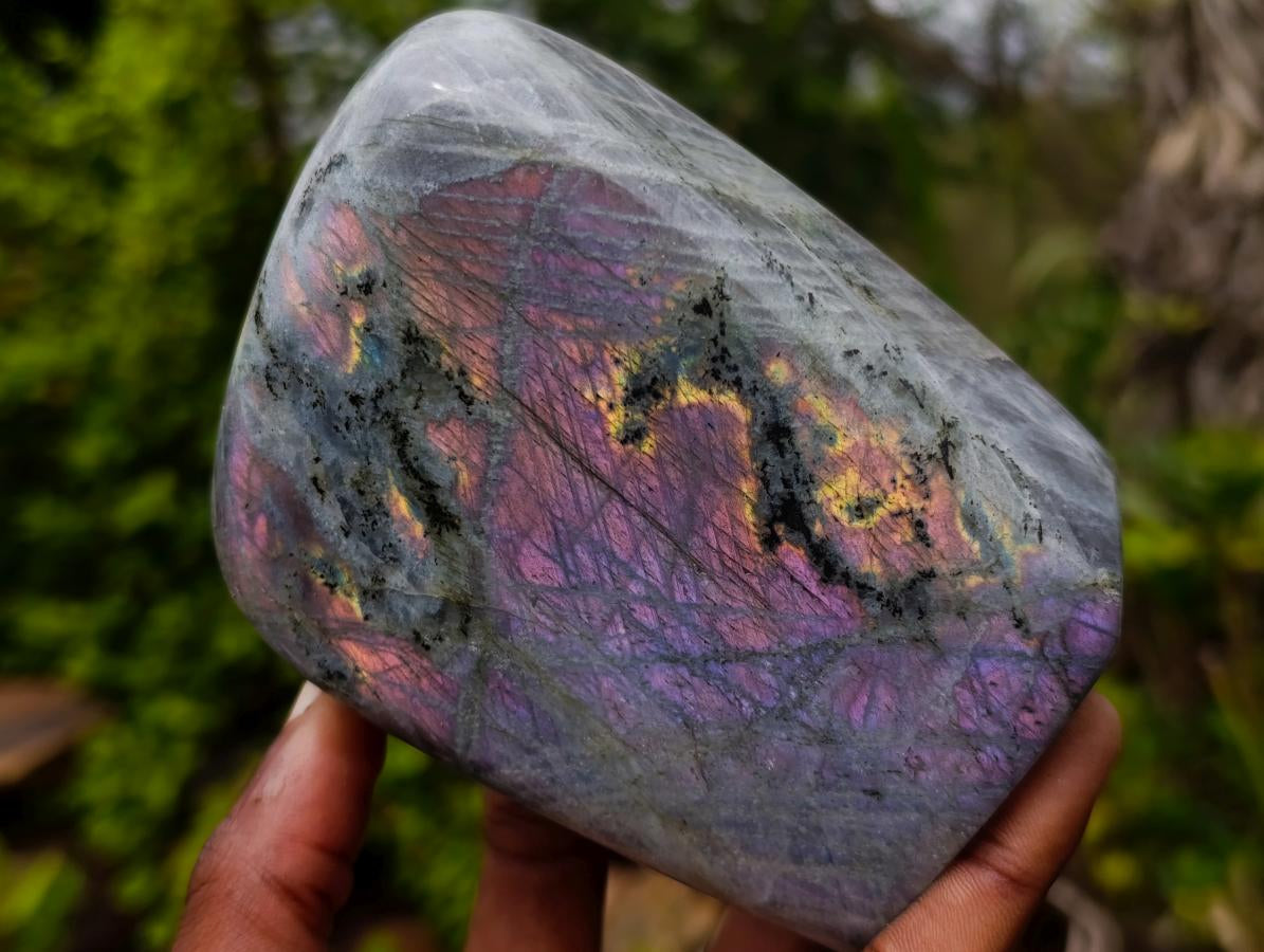 Polished Rare Purple Sunset Flash Labradorite Standing Display Pieces x 2 From Madagascar
