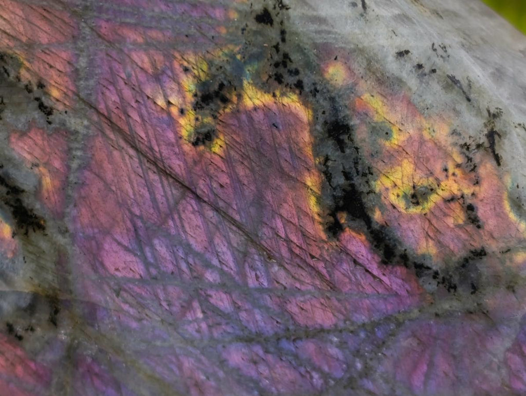 Polished Rare Purple Sunset Flash Labradorite Standing Display Pieces x 2 From Madagascar