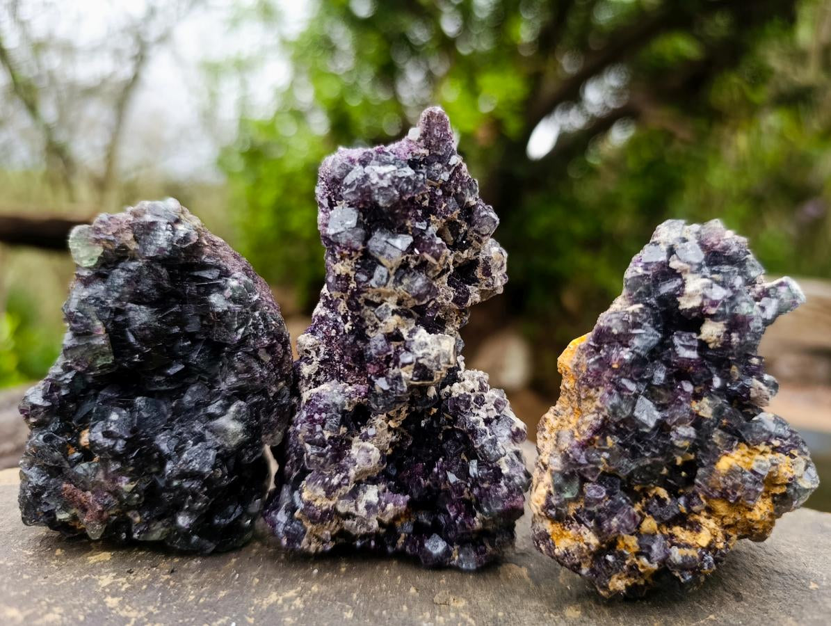 Natural Purple Cubic Fluorite Cluster Specimens x 32 From Erongo, Namibia