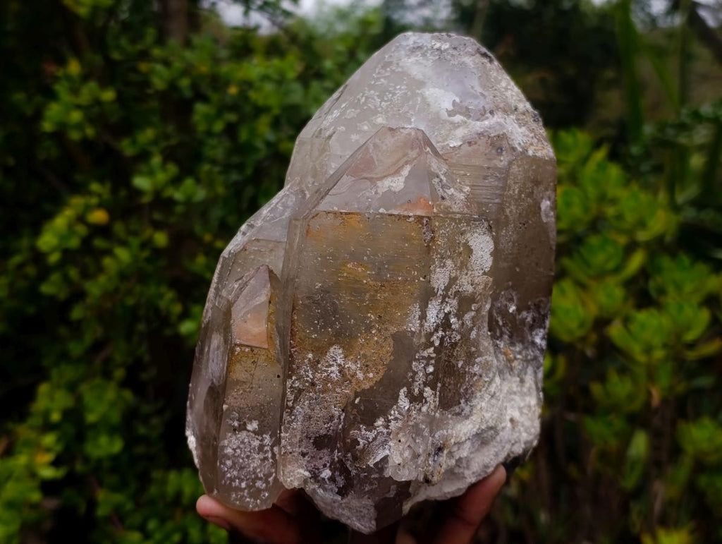 Natural Large Smokey Quartz Cluster with Hyalite Opal x 1 From Erongo, Namibia