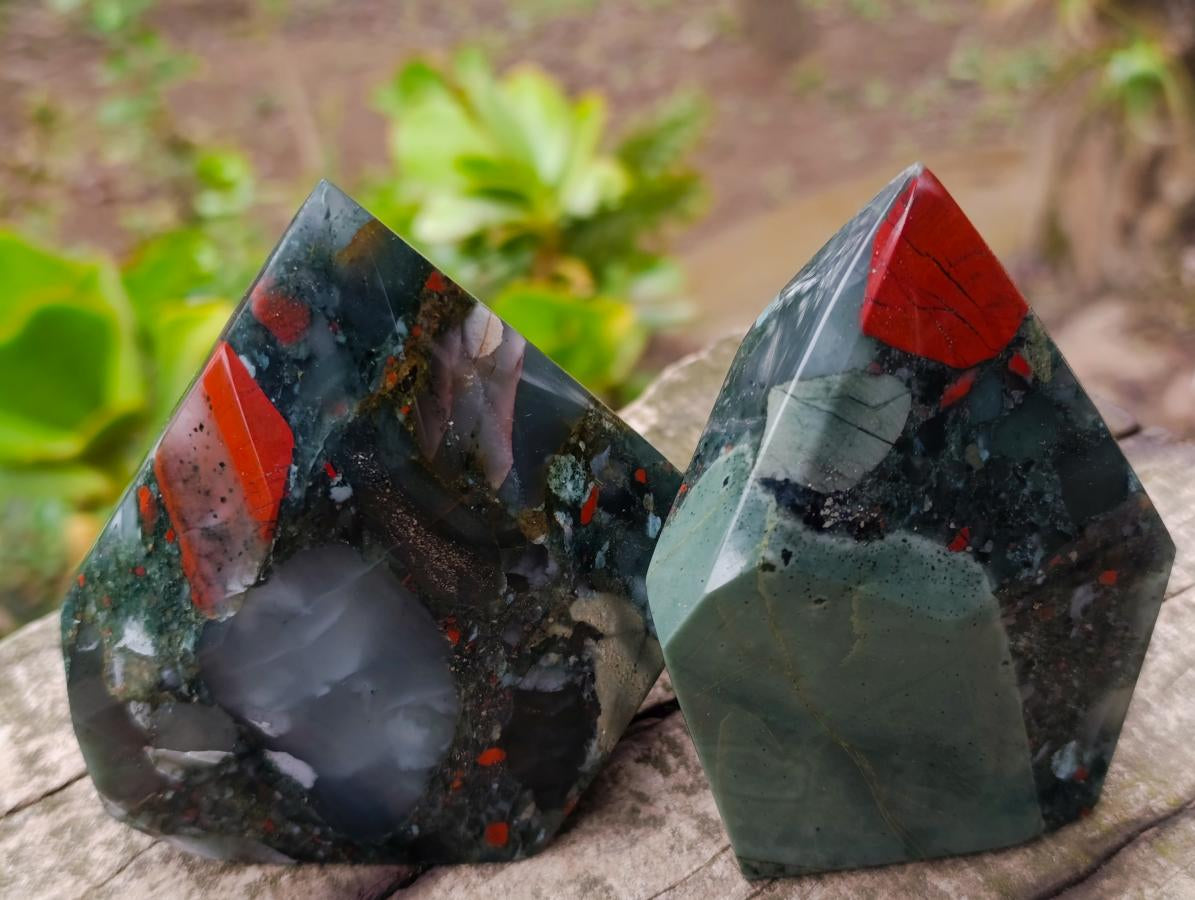 Polished Bloodstone Display Crystals x 3 From Swaziland