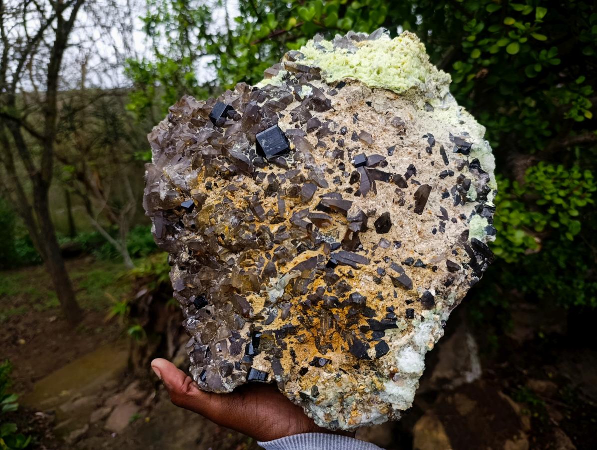 Natural XL Smokey Quartz Cluster with Associated Minerals x 1 From Erongo, Namibia