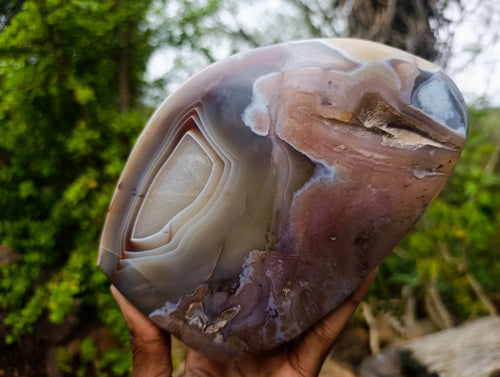 Polished and Natural Large Shashe River Agate Standing Display Piece x 1 From Shashe River, Zimbabwe