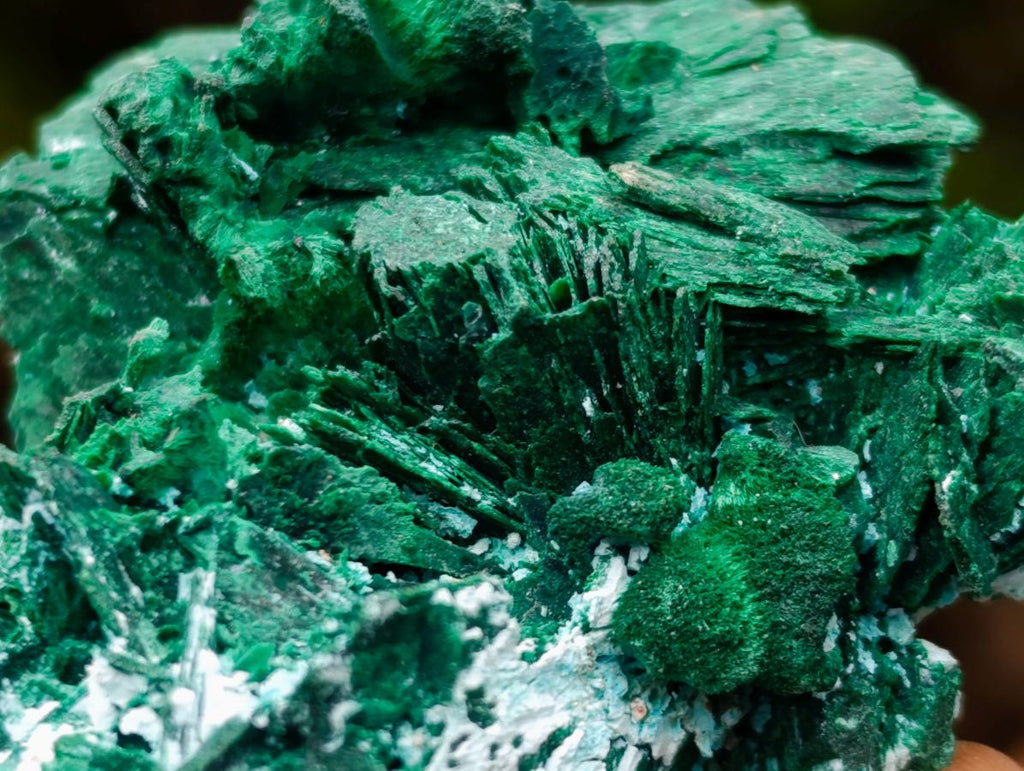 Natural Rare Bladed Malachite Pseudomorph Specimens with Associated Minerals x 6 From Kolwezi, Congo