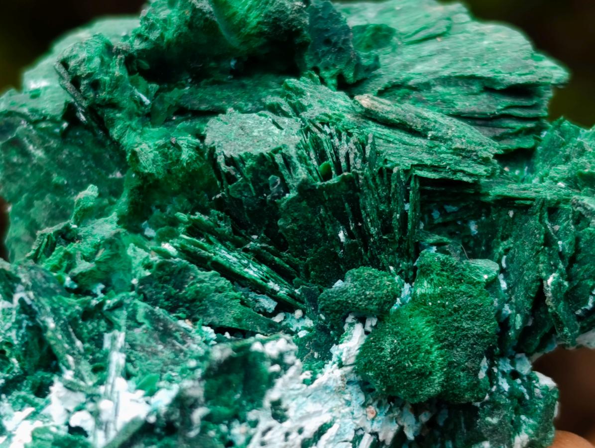 Natural Rare Bladed Malachite Pseudomorph Specimens with Associated Minerals x 6 From Kolwezi, Congo