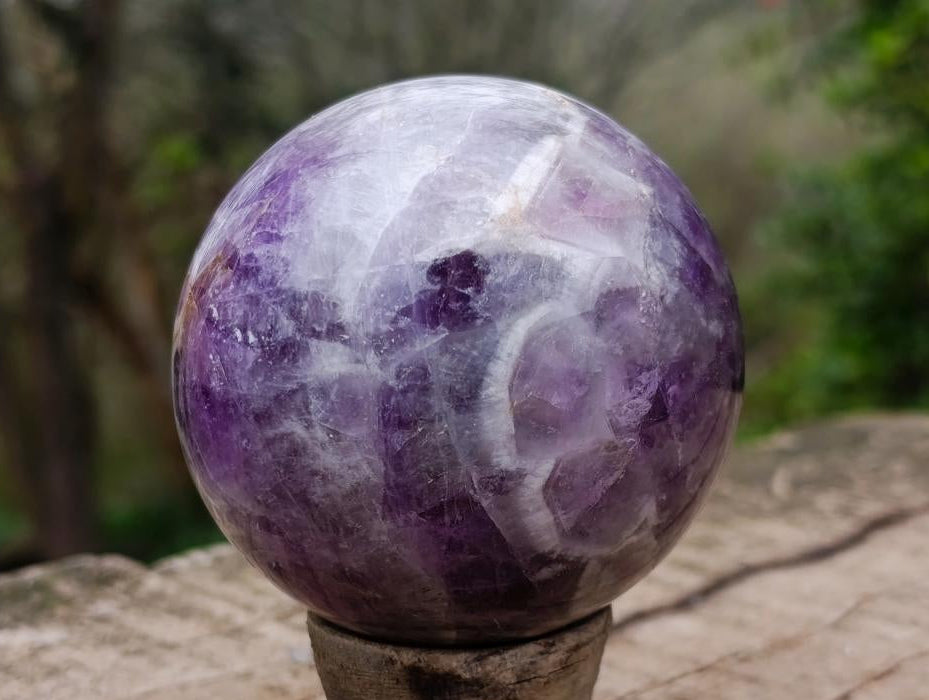 Polished Chevron Amethyst Spheres x 2 From Madagascar
