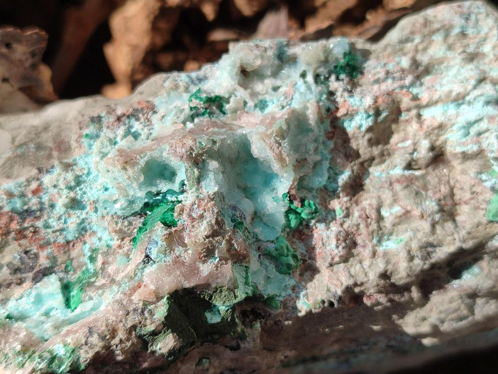 Natural Drusy Coated Chrysocolla Specimens with Malachite and Heterogenite on Dolomite x 2 From Lupoto Mine, Congo