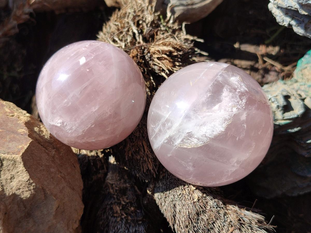 Polished Gemmy Rose Quartz Spheres x 6 From Madagascar