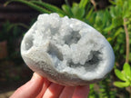 Polished and Natural Blue Celestite Eggs x 3 From Sakoany, Madagascar