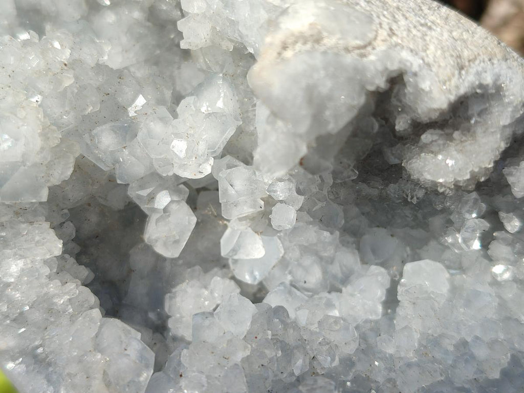 Polished and Natural Blue Celestite Eggs x 3 From Sakoany, Madagascar