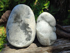 Polished and Natural Blue Celestite Eggs x 3 From Sakoany, Madagascar