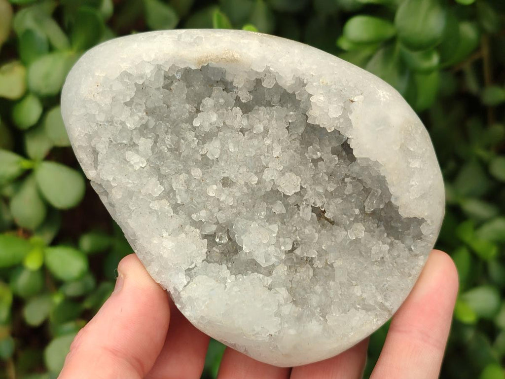 Polished and Natural Blue Celestite Eggs x 3 From Sakoany, Madagascar