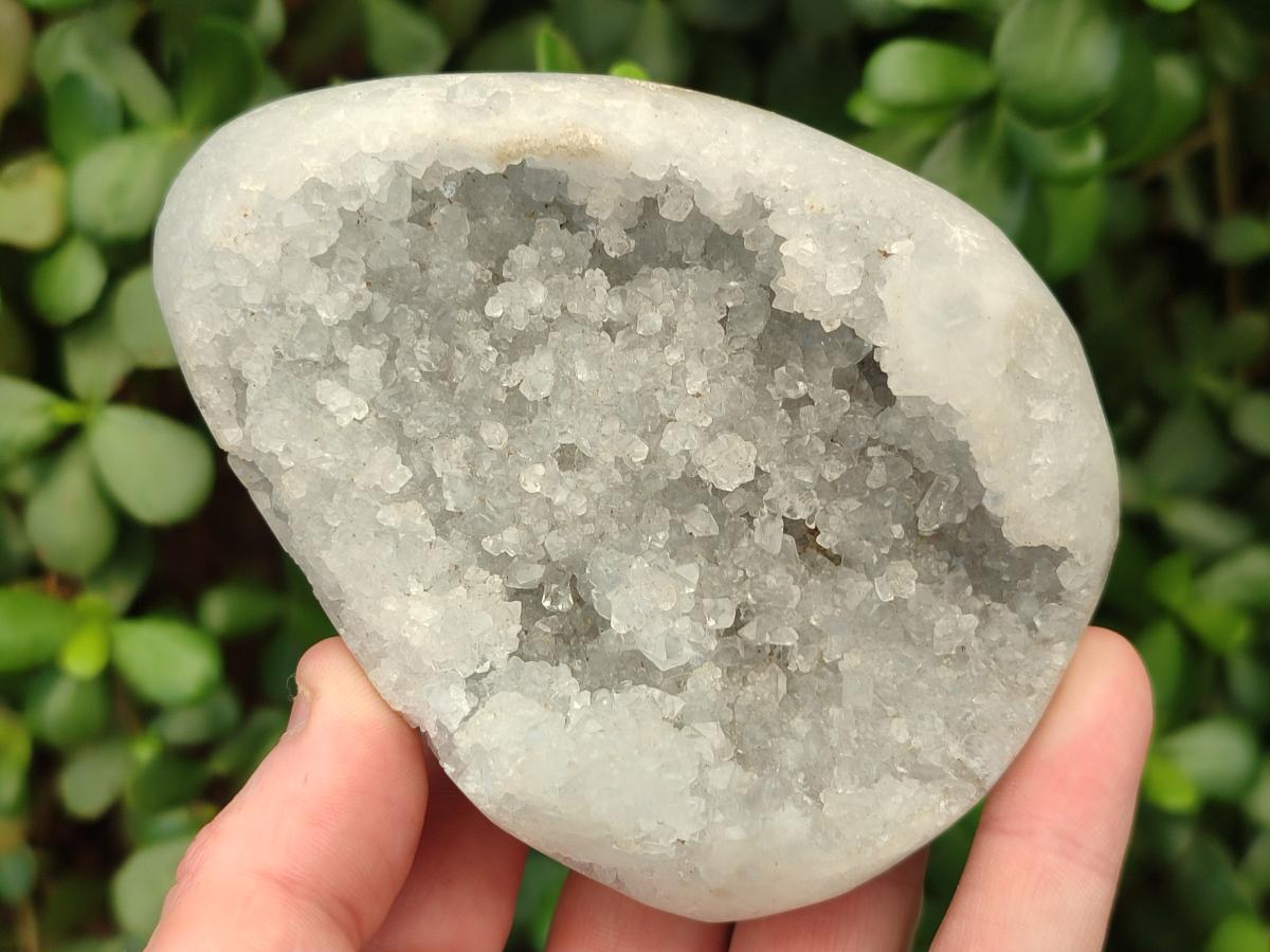 Polished and Natural Blue Celestite Eggs x 3 From Sakoany, Madagascar
