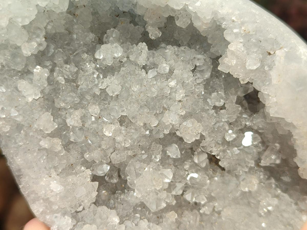 Polished and Natural Blue Celestite Eggs x 3 From Sakoany, Madagascar
