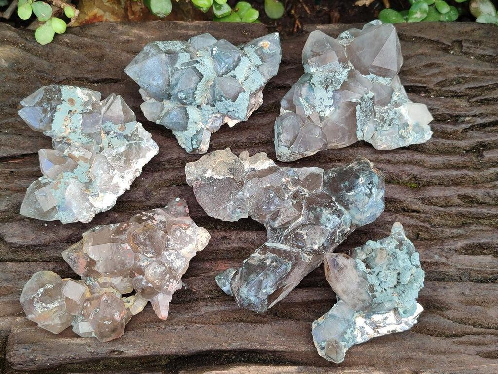 Natural Cabinet Size Smokey Quartz Clusters with Foitite x 6 From Erongo, Namibia