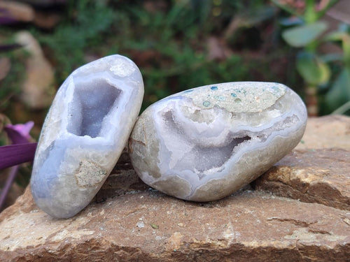 Polished and Natural Blue Lace Agate Free Forms x 24 From Nsanje, Malawi