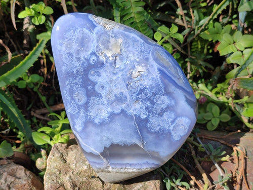 Polished and Natural XL Blue Lace Agate Standing Display Piece x 1 From Nsanje, Malawi