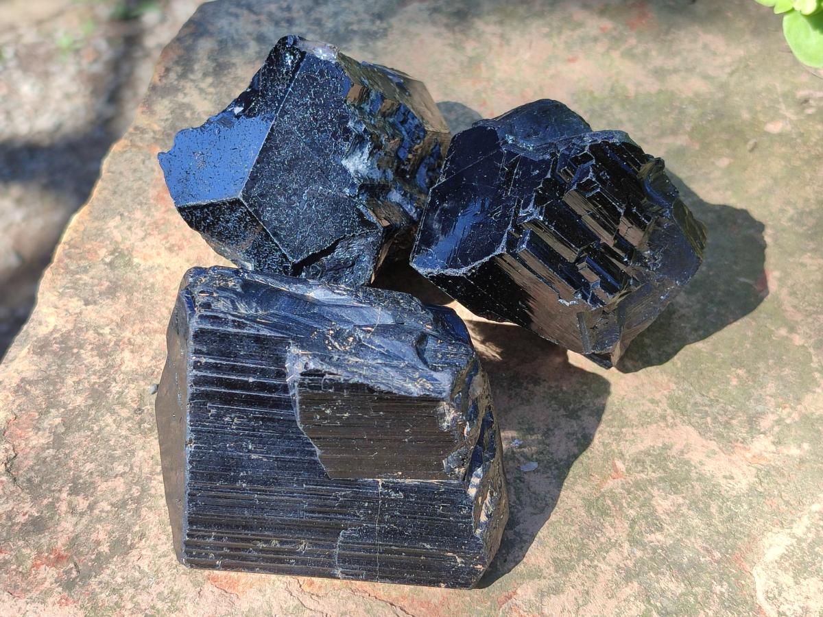 Natural Schorl Black Tourmaline Specimens x 4 From Erongo, Namibia