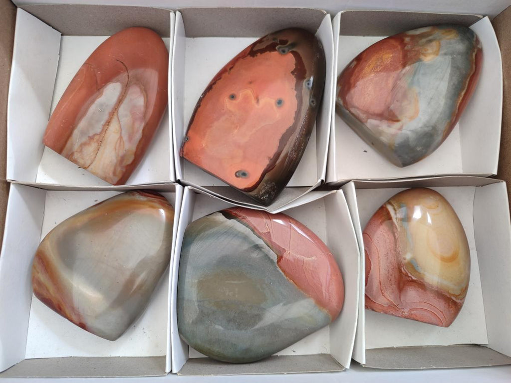 Polished Polychrome Jasper Standing Display Pieces x 6 From Androka, Madagascar