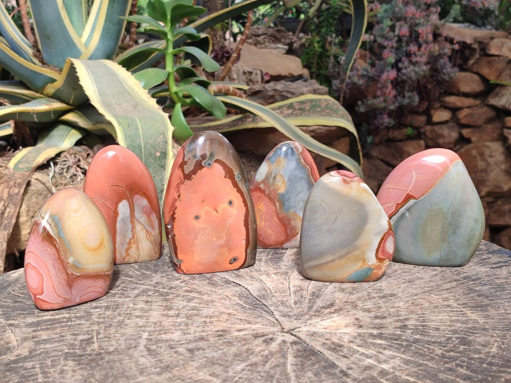 Polished Polychrome Jasper Standing Display Pieces x 6 From Androka, Madagascar