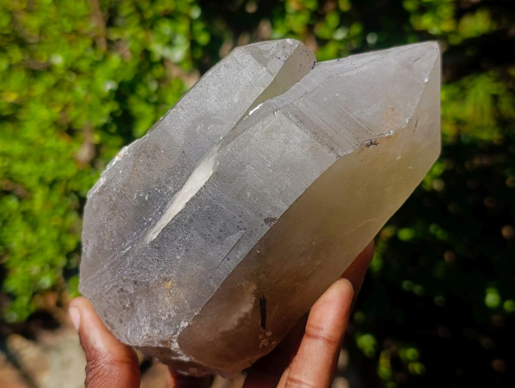 Natural Large Smokey Quartz Crystals with Schorl and Hyalite Opal x 2 From Erongo, Namibia
