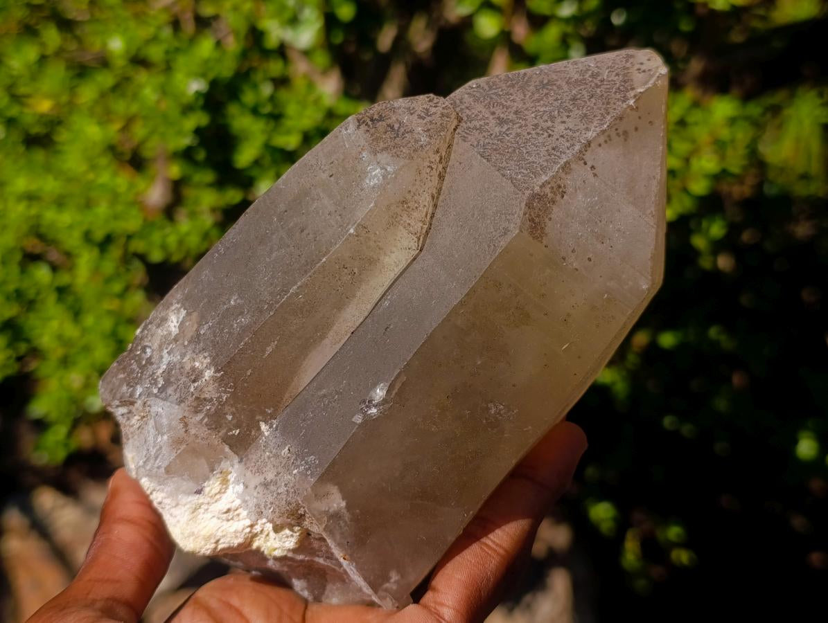 Natural Large Smokey Quartz Crystals with Schorl and Hyalite Opal x 2 From Erongo, Namibia