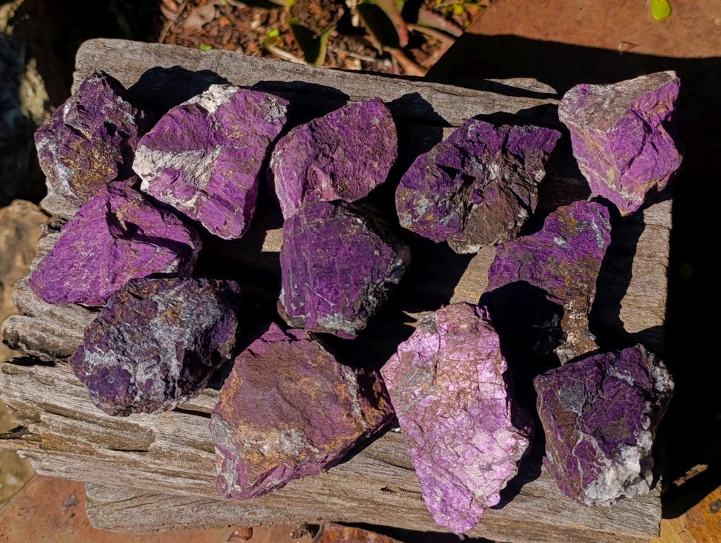 Natural Metallic Cobbed Purpurite Specimens x 12 From Erongo, Namibia