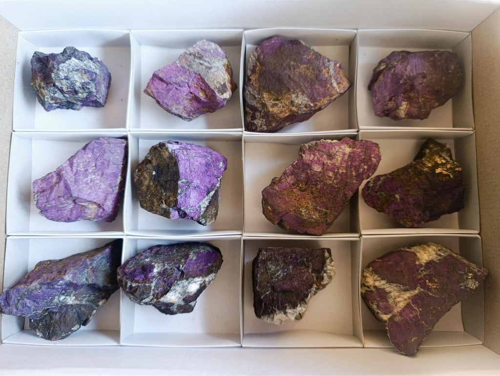Natural Metallic Cobbed Purpurite Specimens x 12 From Erongo, Namibia