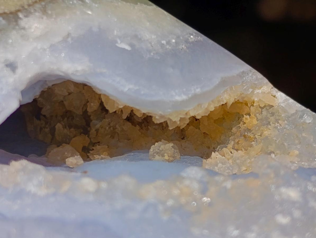 Polished and Natural Blue Lace Agate Standing Display Pieces x 2 From Nsanje, Malawi