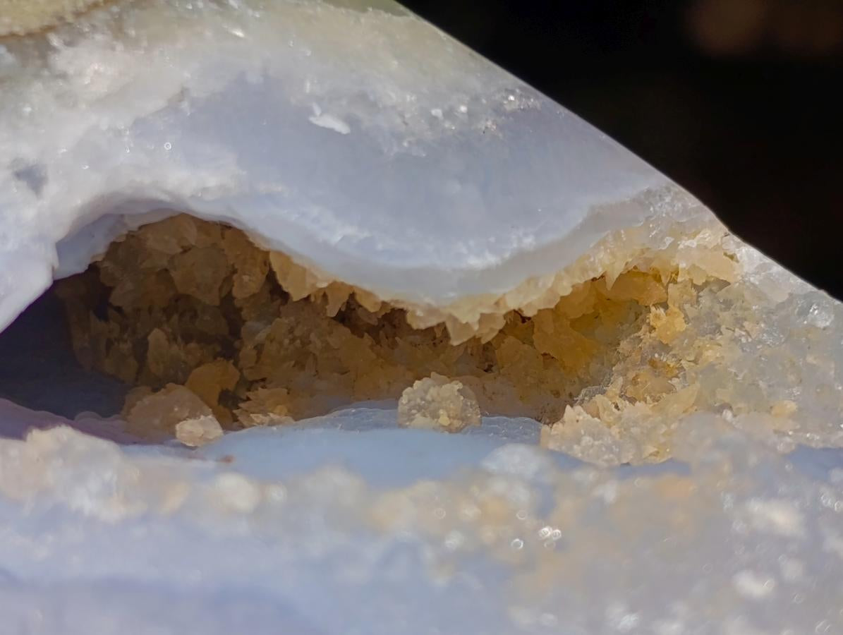 Polished and Natural Blue Lace Agate Standing Display Pieces x 2 From Nsanje, Malawi