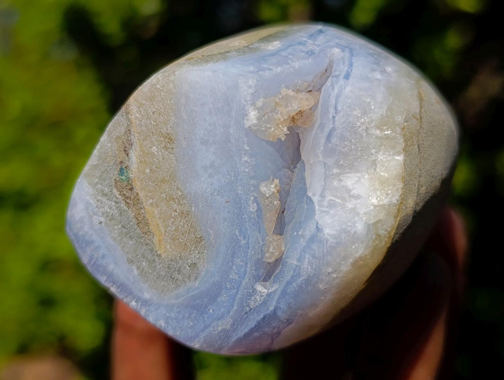 Polished and Natural Blue Lace Agate Standing Display Pieces x 2 From Nsanje, Malawi