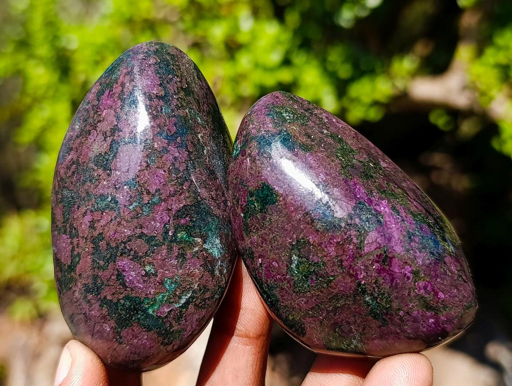 Polished Ruby Corundum In Chrome Verdite Free Forms x 6 From Mutoko, Zimbabwe