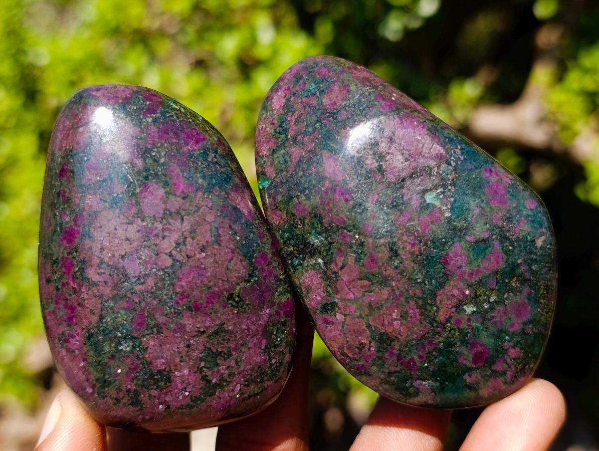 Polished Ruby Corundum In Chrome Verdite Free Forms x 6 From Mutoko, Zimbabwe