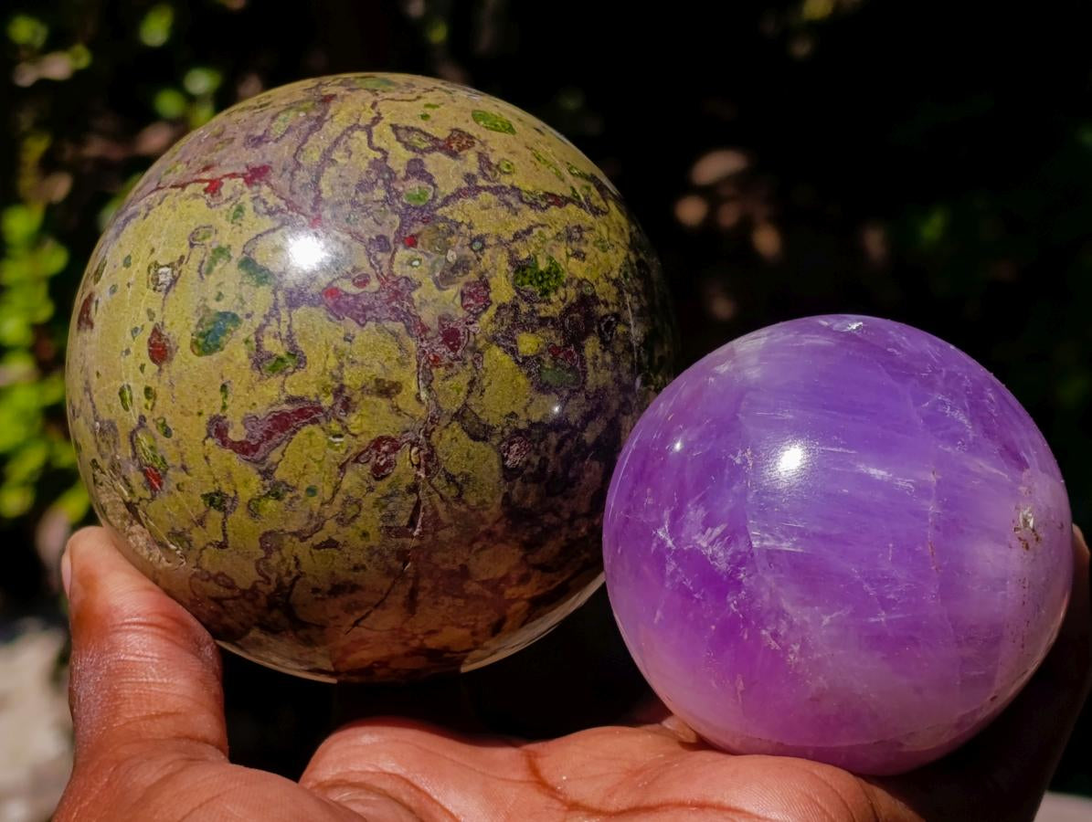 Polished Mix of Multi Mineral Spheres x 3 From South Africa