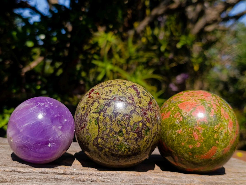 Polished Mix of Multi Mineral Spheres x 3 From South Africa