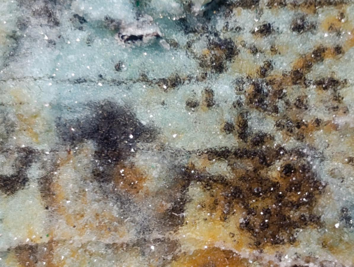 Natural Drusy Coated Chrysocolla Specimens with Dendritic Heterogenite on Dolomite x 6 From Lupoto Mine, Congo