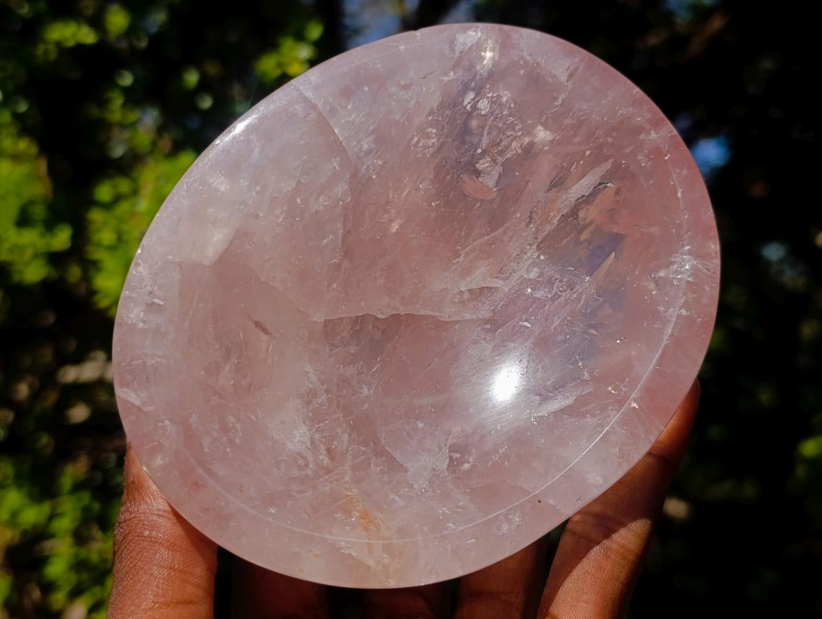Polished Gemmy Rose Quartz Bowls x 2 From Madagascar